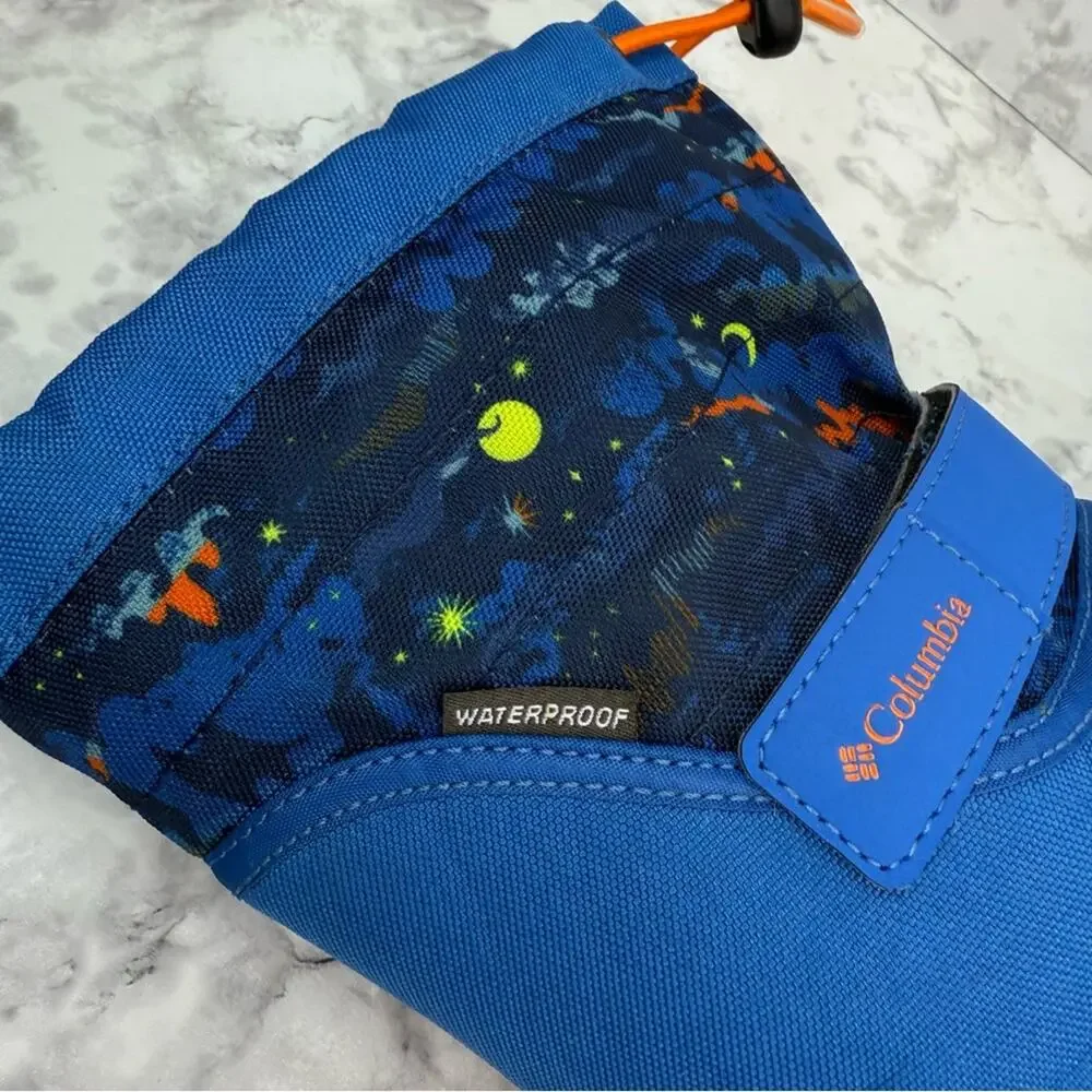 COLUMBIA Powderbug Plus II Print Snow Boots Unisex Kids US Sz 13 Blue Waterproof